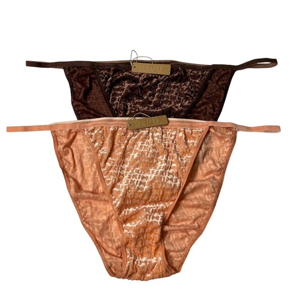 SKIMS Burnout Velvet String Bikini Brief Peach Chestnut 4X + Conditional Bonus - Picture 1 of 11